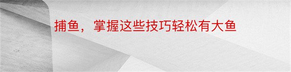 捕鱼，掌握这些技巧轻松有大鱼