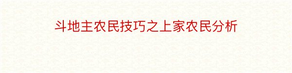 斗地主农民技巧之上家农民分析