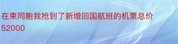 在柬同胞我抢到了新增回国航班的机票总价52000