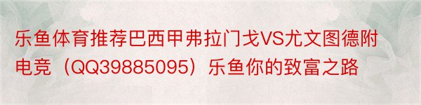 乐鱼体育推荐巴西甲弗拉门戈VS尤文图德附电竞（QQ39885095）乐鱼你的致富之路